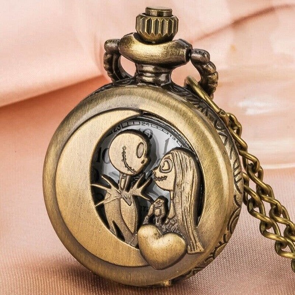 Pendant Watch Accessories - Jack & Sally Pendant Locket Watch NEW Nightmare Before Christmas Pocket Gift